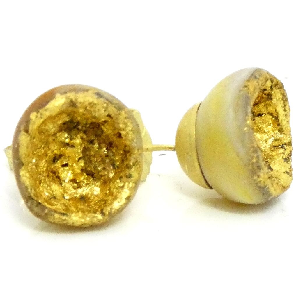 Kintsugi Hollow Yellow Gold  South Sea Pearl Studs
